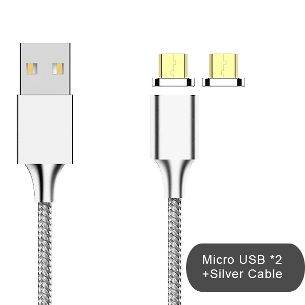 NOHON 3 в 1 Micro usb type C кабель для зарядки и синхронизации данных для iPhone X 7 8 6 5 Plus Магнитная Быстрая зарядка для samsung - Цвет: 2Micro 1silver cable