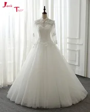 Jark Tozr Custom Made Open Back Long Sleeve Wedding Gowns 2017 Robe De Mariee Appliques Beading A-line Bridal Dresses Turkey