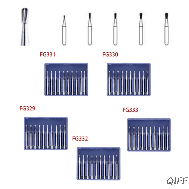 

10pcs Dental Tungsten Steel Carbide Burs Drills Tapered Laboratory Polishing Tooth Drill Bur FG329 FG330 FG331 FG332 FG333