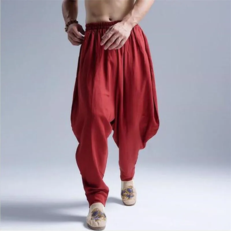 Лето Осень Хлопок Льняные повседневные шаровары мужские штаны для бега мужские брюки для фитнеса мужские китайские традиционные Харадзюку