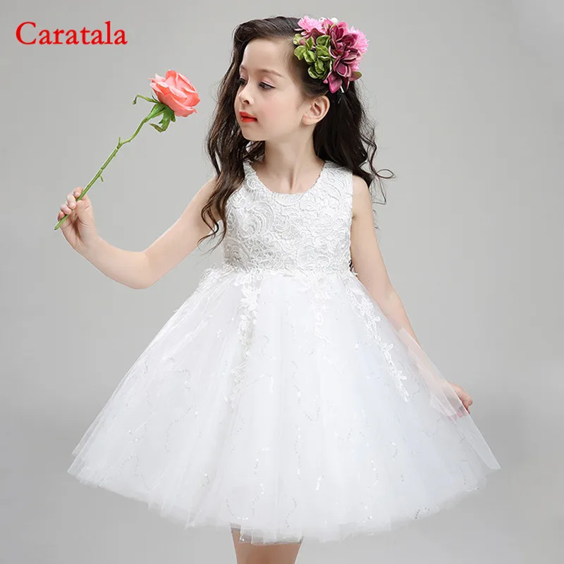 

1-7 Years 3colors Fashion Formal Kids Wedding Dress Baby Girl Birthday Party Dress Clothing