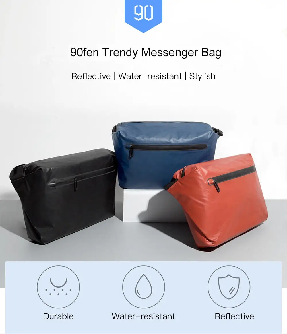 90fen Trendy Reflective Water-resistant Messenger Bag (1)