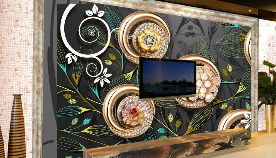 

Large Retro Style Household Jewelry 3D Wall Cover Decor Room Wallpaper for Wall 3 d Livingroom Apartment TV Non Woven Backdrop