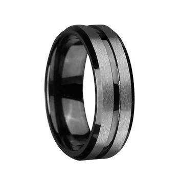 

8mm Mens Tungsten Wedding Bands Silvering Brushed Matte Grooved Center Classic Engagement Rings Jewelry