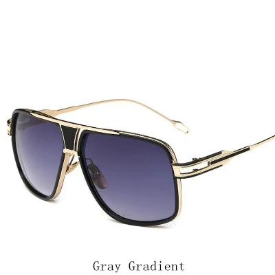 Ретро винтажные мужские негабаритные Квадратные Солнцезащитные очки, брендовые дизайнерские прозрачные солнцезащитные очки для женщин, роскошные зеркальные солнцезащитные очки - Цвет линз: Gray Gradient