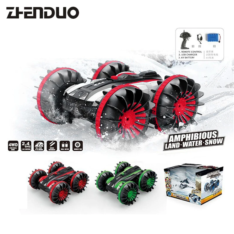 

RC Waterproof 2.4Ghz All Terrain Off-Road Amphibious Car High Speed Remote Control 360Degrees Rotation Strong Climbing Flips Toy