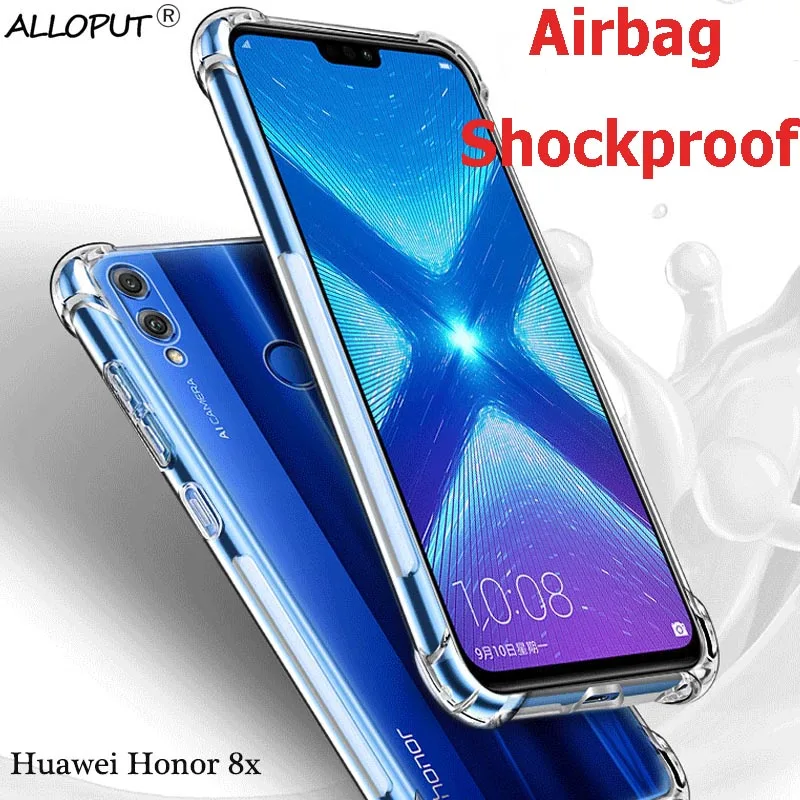 

Shockproof case for Huawei Honor 8x case silicone airbag honor 8 x case transparent TPU Honor 8x cover protector tempered glass