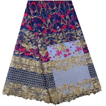 

2018 Latest African French Lace Fabric High Quality Mesh Laces Fabrics With Stones and Beaded For African Lace Dresses 954