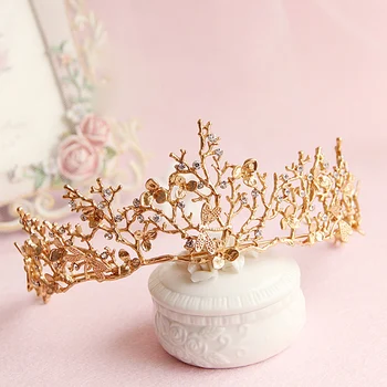 

gold leaf Baroque crown tairas dragonfly bridal hair accessories Princess Bridal crowns headdress women ornaments gift