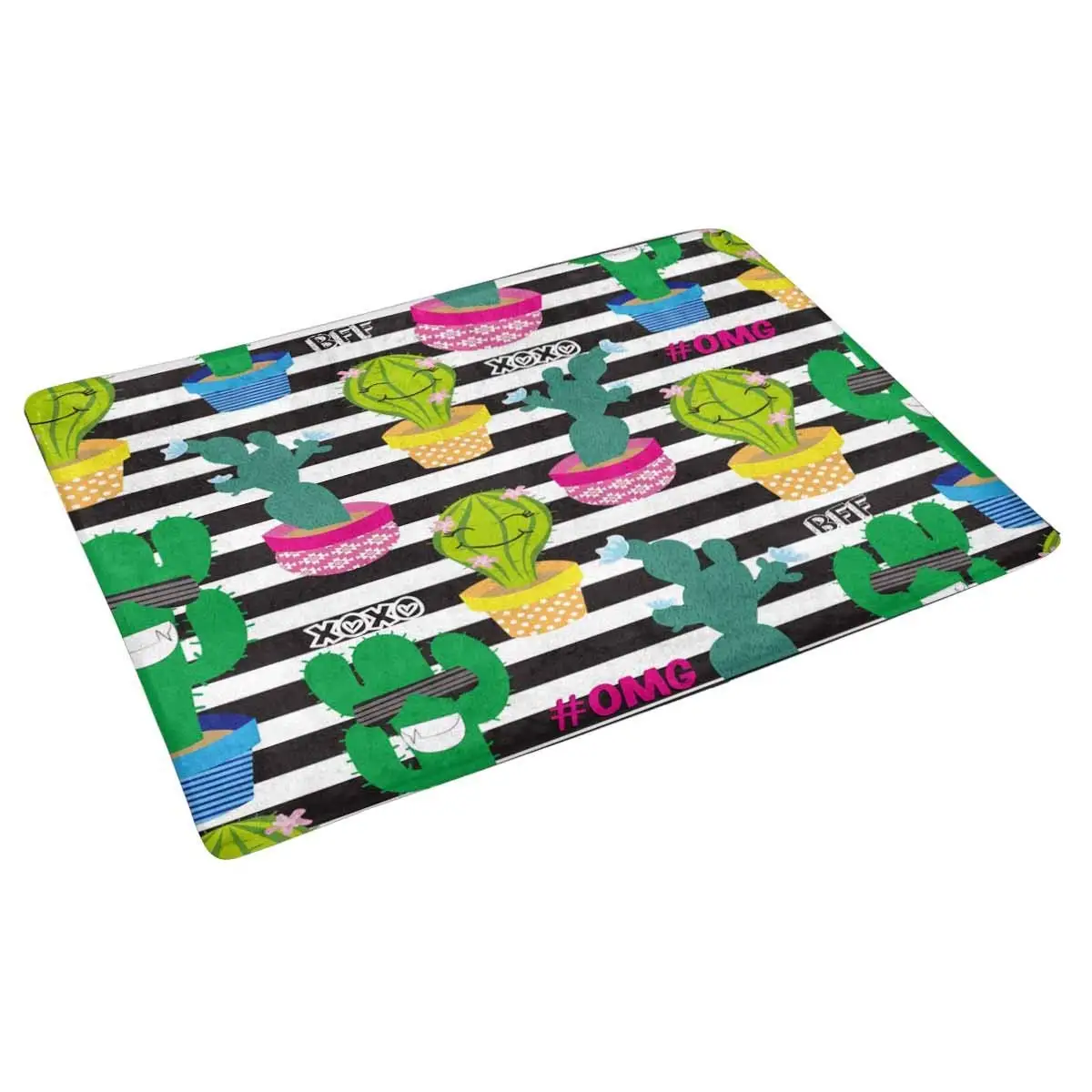 Яркий милый кактус Крытый Коврик латексная подложка Нескользящие двери вход 3"(L) x 18"(W