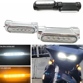 

Black/chrome Motorcycle Highway Bar Switchback Turn Signal Light White Amber LED For Crash Bars for Harley Touring Models