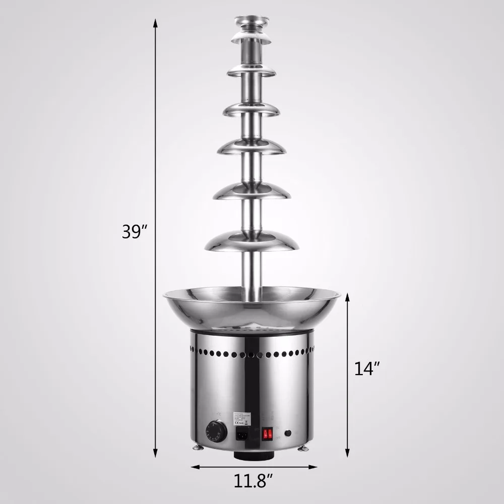 Нержавеющая сталь коммерческий Электрический 100 см 7 уровня партии шоколадное фондю фонтан