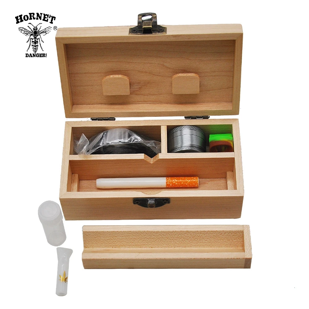Набор для курения HORNET Деревянный чехол хранения в коробке с роликовым лотком