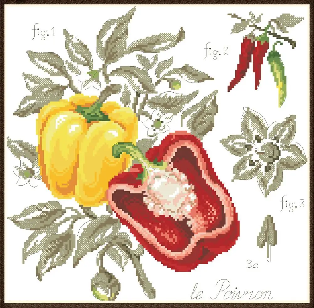 

Available Shadow Series Colorful pepper Needlework Embroidery Package Cross Stitch Kit Factory Sale 18CT/16CT/14CT/11CT/9CT