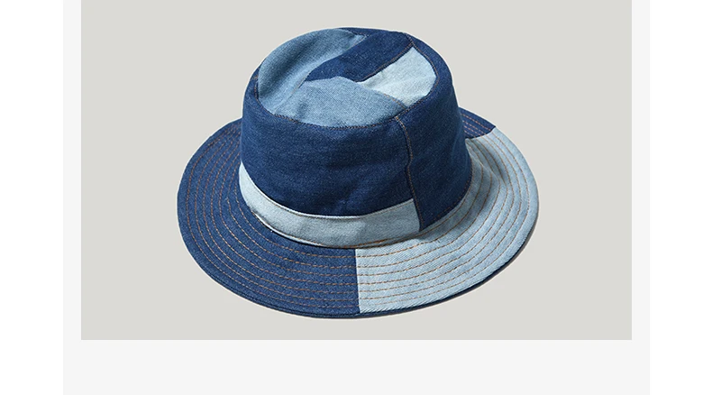 Sodaводяная девушка 2019 Лето хип хоп деним синий ведро шляпы для женщин уличная пара Рыбалка шляпа лоскутное солнцезащитные очки для женщин