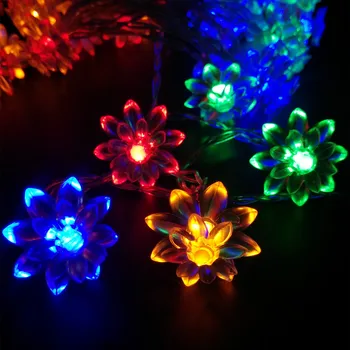 

YIYANG 2m 20leds Lotus Flowers LED Fairy String Garland Light Christmas New year Wedding Holiday Party Luminaria decoration
