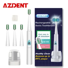 AZDENT 110v-220v Rechargeable Sonic Electric Toothbrush Wireless Charging Ultrasonic Teeth Tooth Brush+4pc Brush Heads Kid Adult