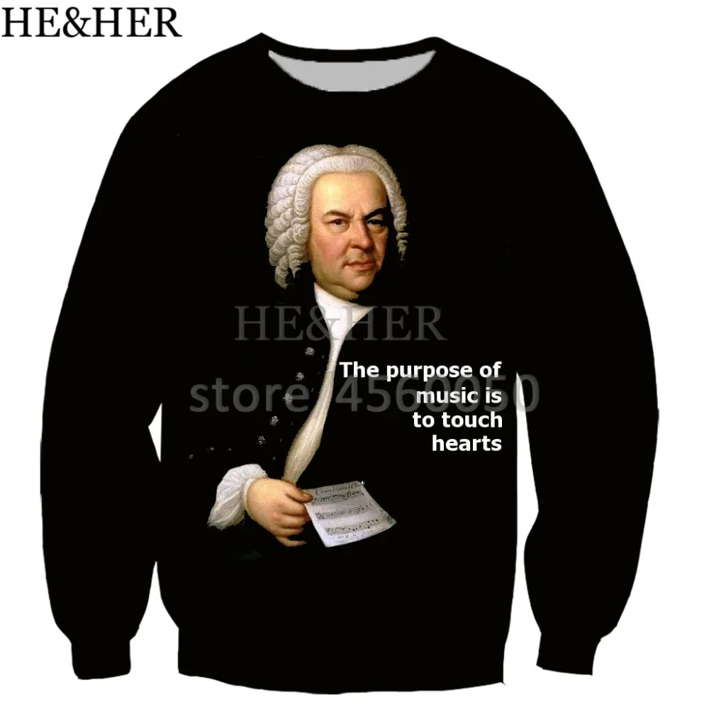 

Johann Sebastian Bach funny men pullovers men women 3D printed sweatshirts Long sleeve hip hop streetwear unisex tops