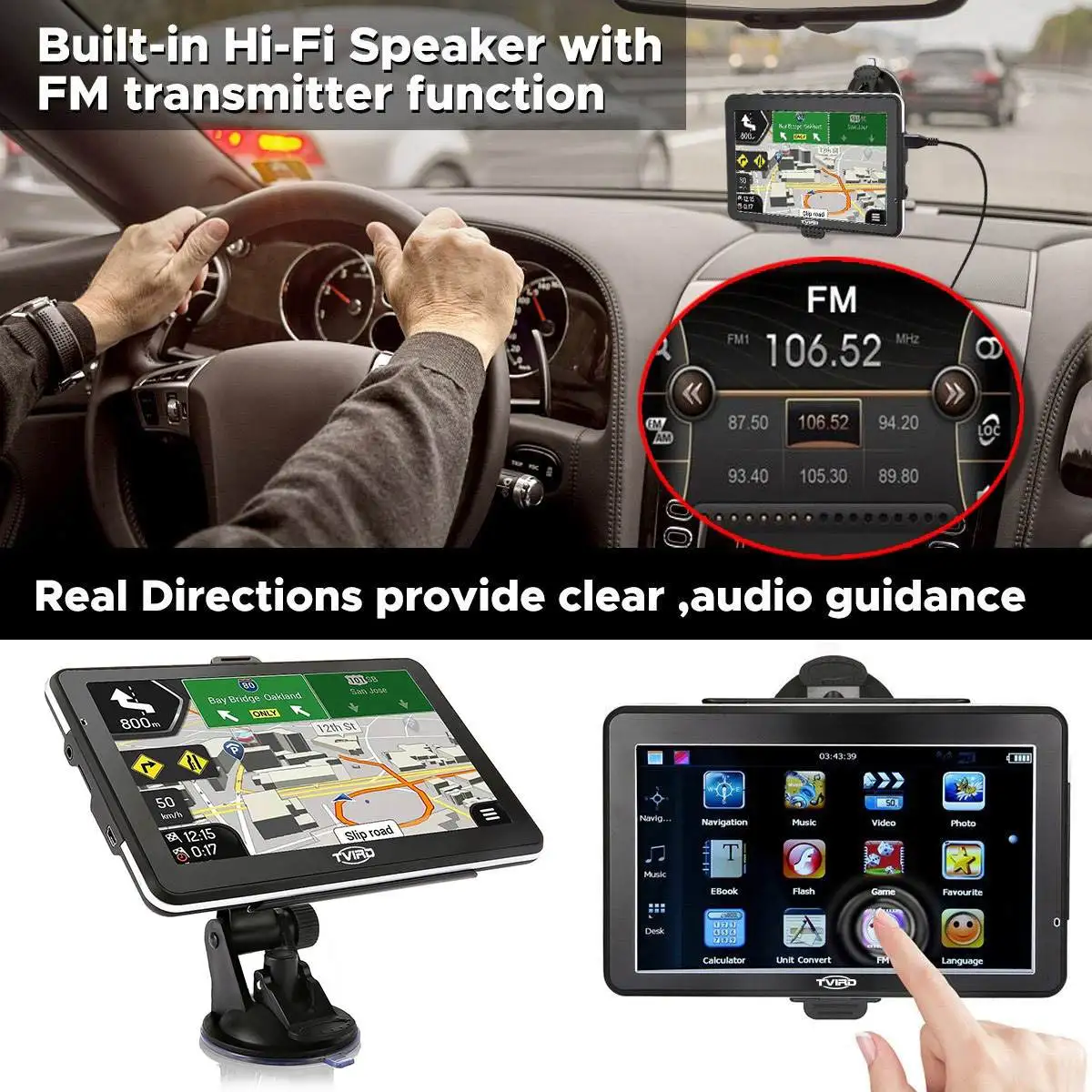 HD gps 7 дюймов сенсорный экран портативный 8 Гб gps навигатор FM передача ультра тонкий автомобиль грузовик gps трекер навигационная система