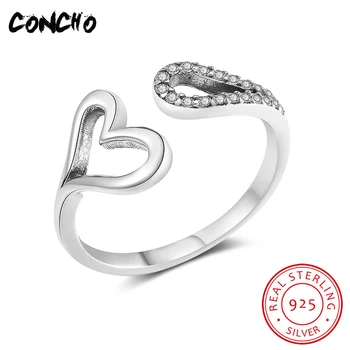 

2018 Special Offer New Arrival Bands Trendy Party Zircon Anel Feminino Concho Jewelry 925 Sterling Heart Rings For Women
