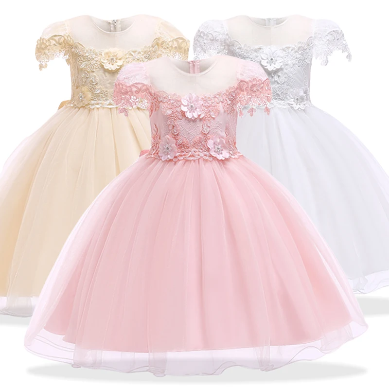 

2019 Summer Kids Girls Elegant Sleeveless Lace Princess Dress Flower Girl Wedding Dresses For Girls Party Dress Children Costume
