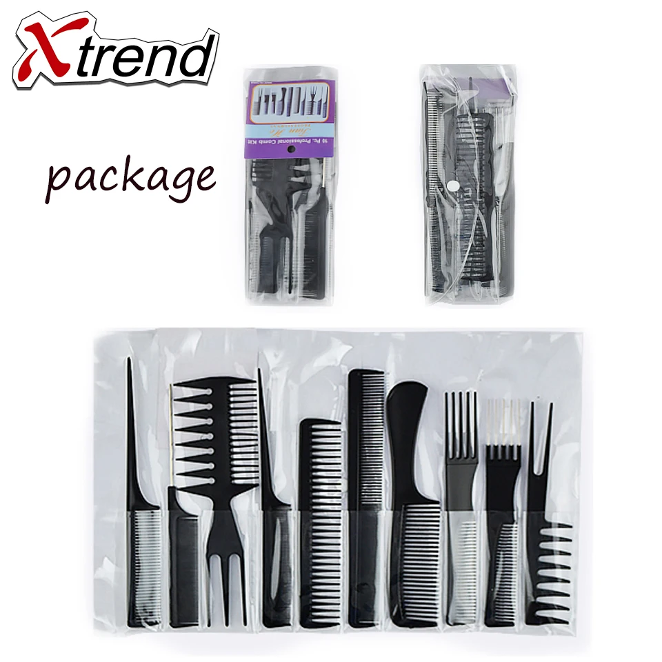 Xtrend 10 шт./компл. чёрная Расческа для парикмахерской антистатические расчески