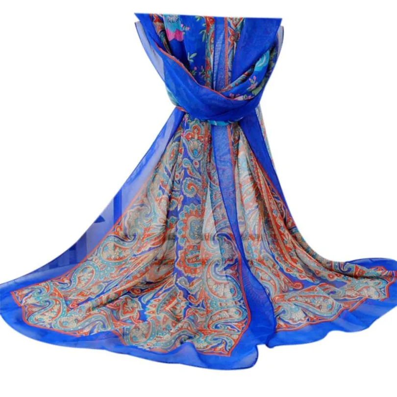 Модный страстный шарф для женщин женский s шифоновый шарф с принтом длинный участок шарфов - Цвет: I