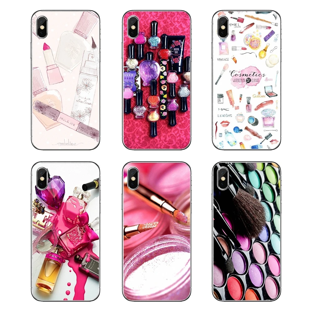 

For Motorola Moto X4 E4 E5 G5 G5S G6 Z Z3 G3 C Play Plus Silicone Shell Cases Tools Lipstick Printing Beauty Girl Makeup Set Art