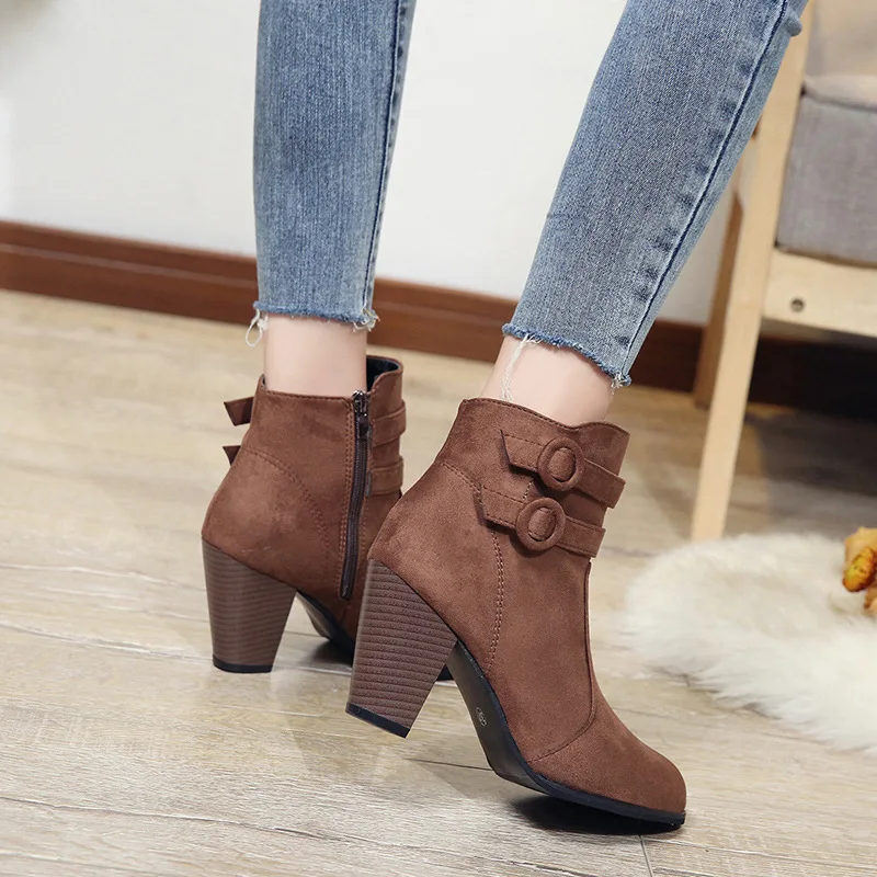 

Fashion women's boots ankle boots square heel boots autumn and winter shoes women's