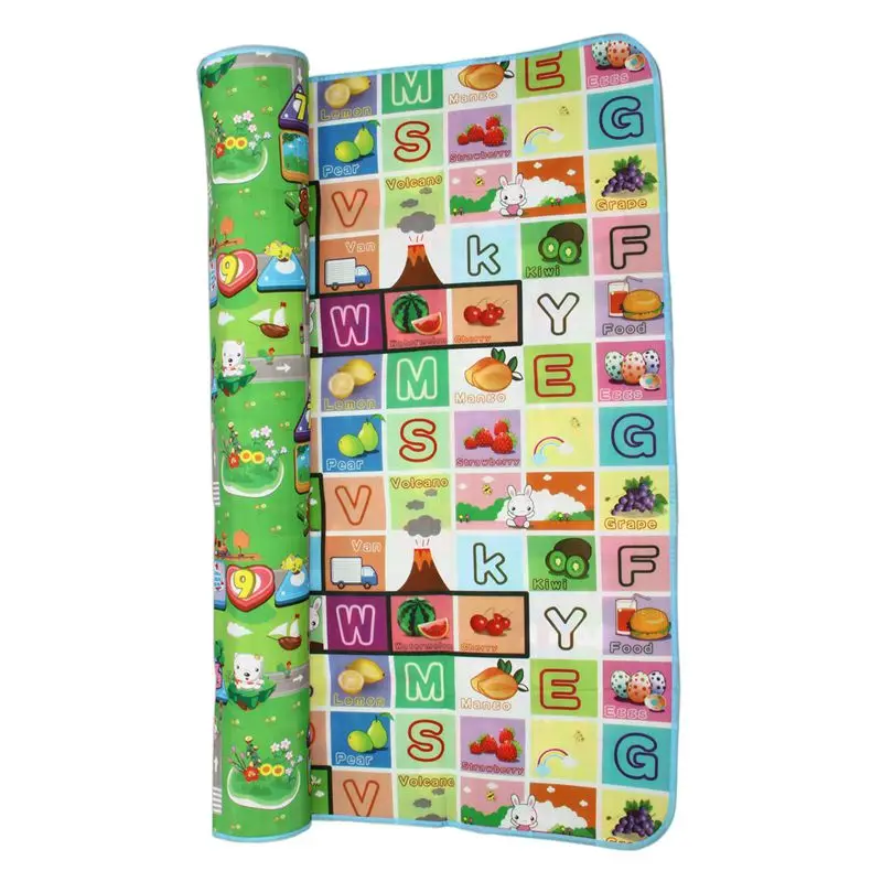 

Double Side Waterproof Baby Toddler Soft Crawling Mat Picnic Blanket Play Mat-Mon opoly + fruit characters
