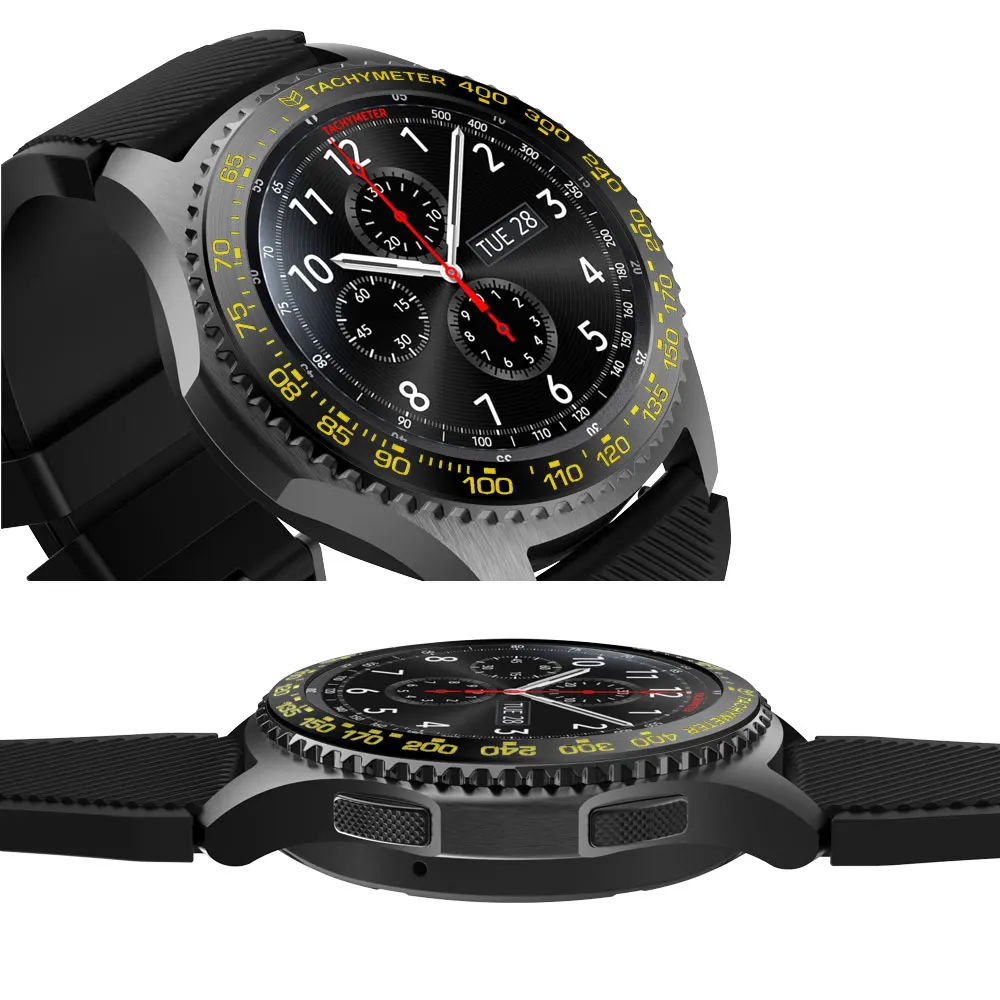 Часы с циферблатом кольцо для samsung gear S3 Frontier/galaxy Watch 46 мм чехол для укладки клеющаяся крышка против царапин защитное кольцо