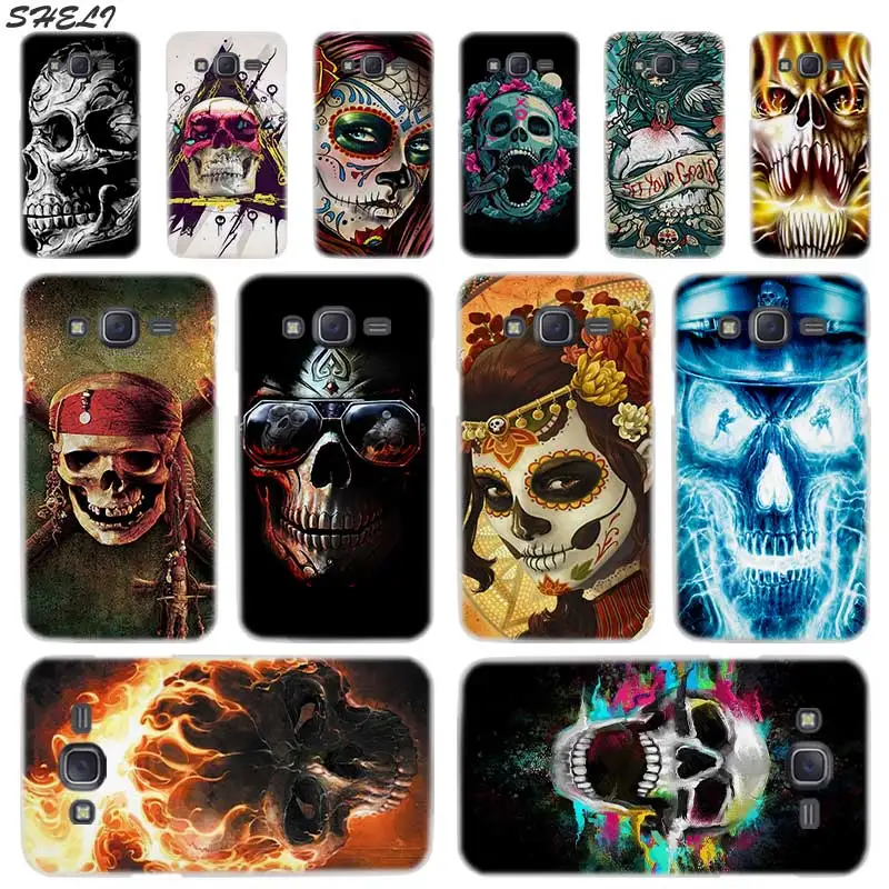 

Sheli flower Skull Lady Man Painted Hard Phone Case for Samsung J1 J2 J3 J4 J5 J6 J7 J8 2015 2016 2017 2018 J7 Prime J2 Plus