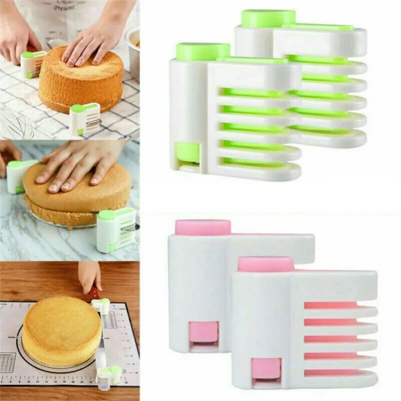 2Pcs 5 Layers Kitchen DIY Cake Bread Cutter Leveler Slicer Cutting Fixator Tools