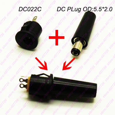 

10PCS DC Power Jack Socket Terminal O.D.5.5 x 2.0 DC Female +Male Connector Soldering For Lighting DIY DC-022C