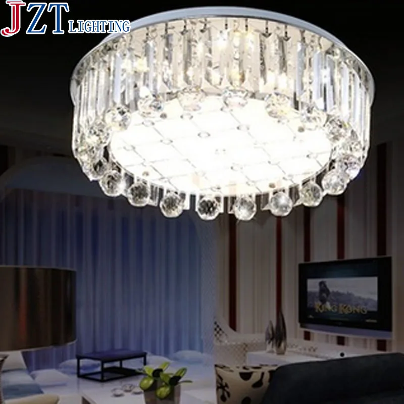 M New Arrival Modern Round Luxury K9 Crystal Lamp Stepless Dimming With Remote Control LED Living