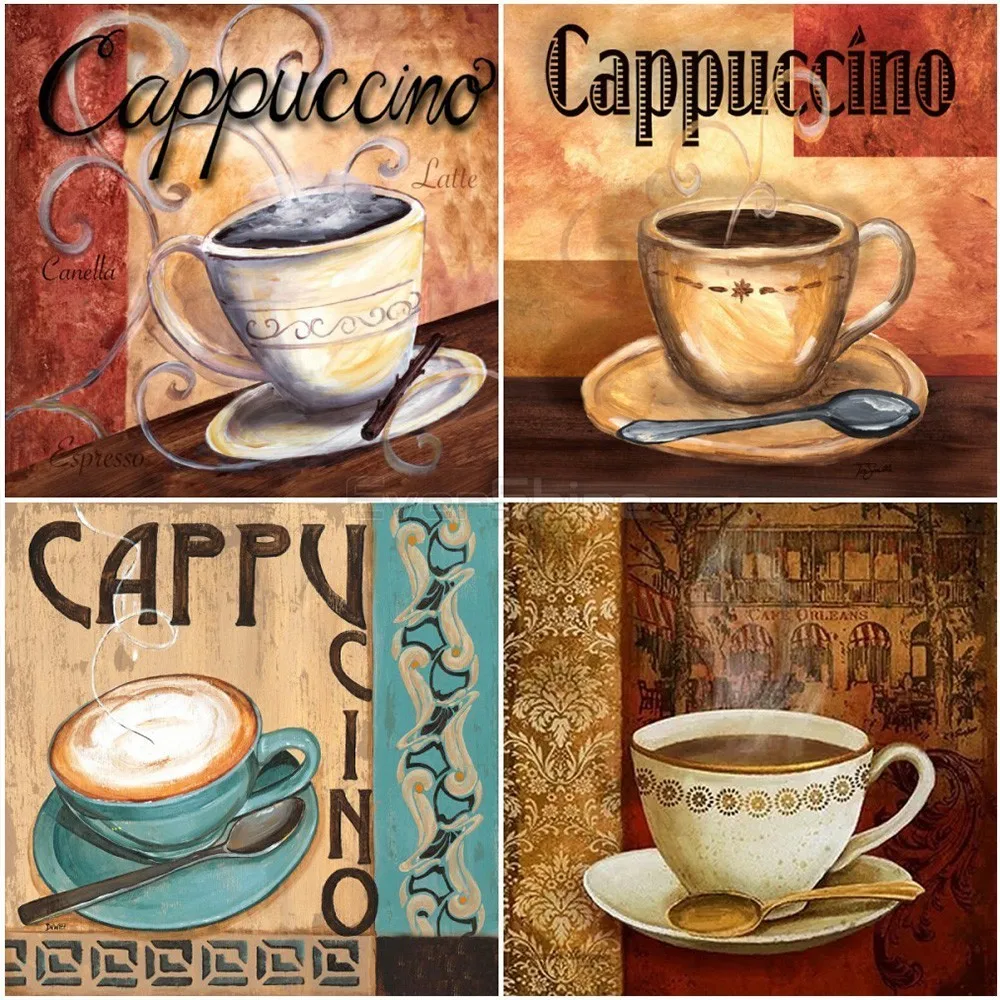 

EverShine 5D Diamond Embroidery Coffee Pictures Rhinestones Diamond Painting Full Square Cross Stitch Diamond Mosaic Wall Decor