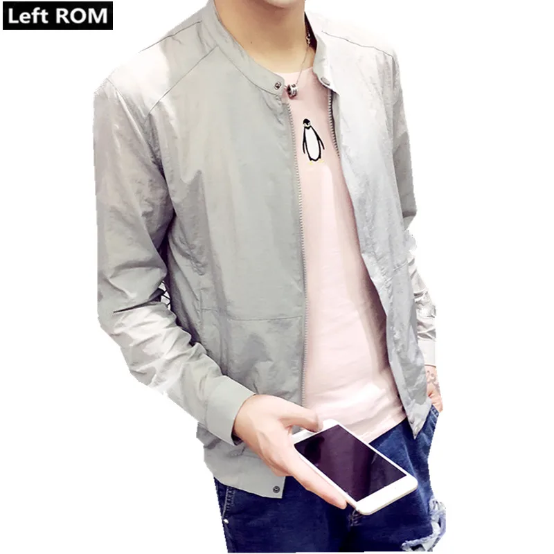 

2019 Spring and Summer Mens Fashion Thin Solid Color Casual Jacket Sun Protection Clothing / Breathable Quick-drying Male Jacket
