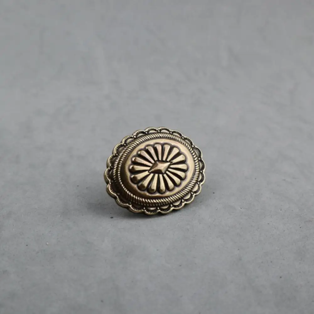 

Johnleahter Craft Hardware Retro Style Chrysanthemum Conchos Metal Conchos Antique Brass Finish 47mm*37mm