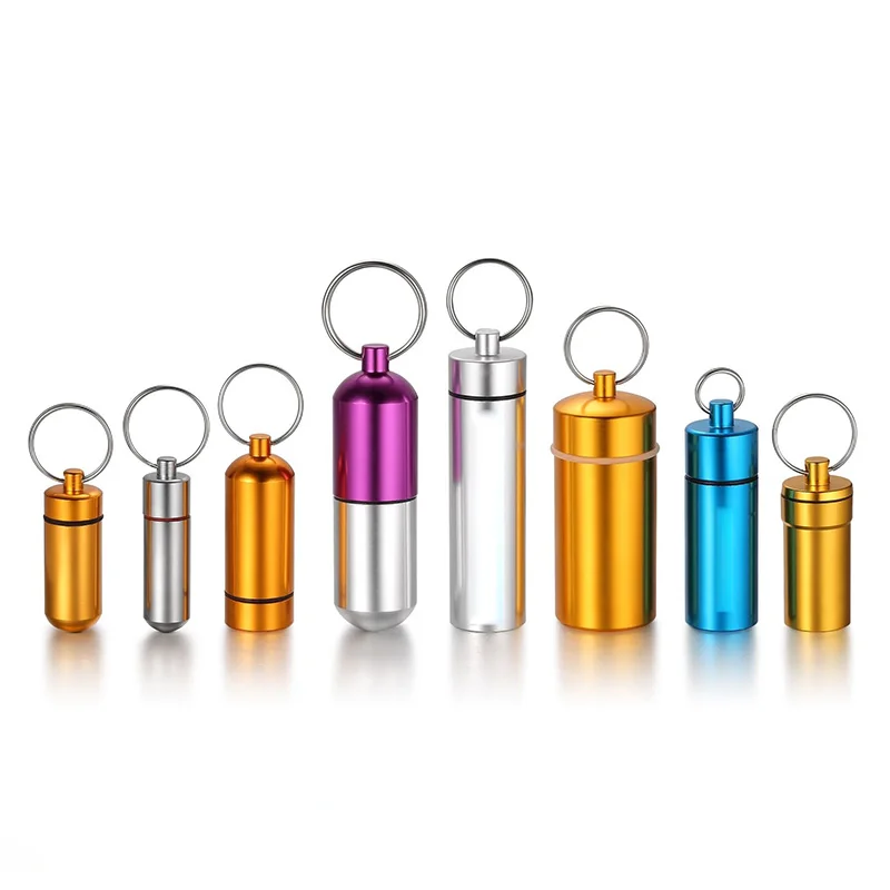 

CNC aluminum alloy sealed pill box mini outdoor life-saving bottle portable waterproof container travel storage medicine can