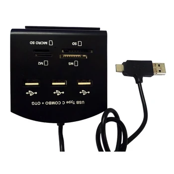 

1 black plastic type-c hub + card reader multi-function mobile phone holder smart usb 2.0 hub with packaging 11 * 7.9 * 4cm