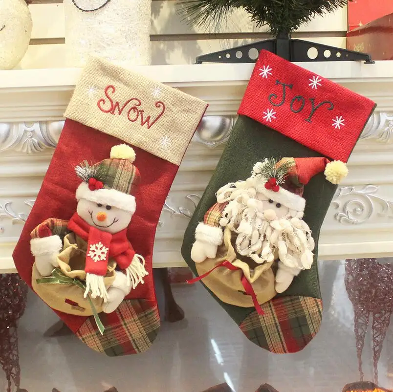 Nuovo Anno Di Natale Calze Plaid Babbo natale Sacchetto Della Caramella Del Regalo Xmas Tree Hanging Ornament Decorazione