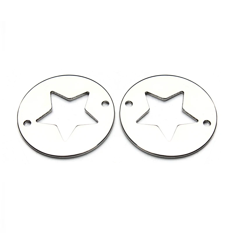 

10pcs/lot 25mm Stainless Steel Round Metal Star Connectors For Bracelet Necklace Charms Animal Connectors Jewelry Making F3639