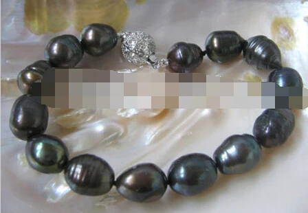 

00885 natural black baroque freshwater pearl bracelet
