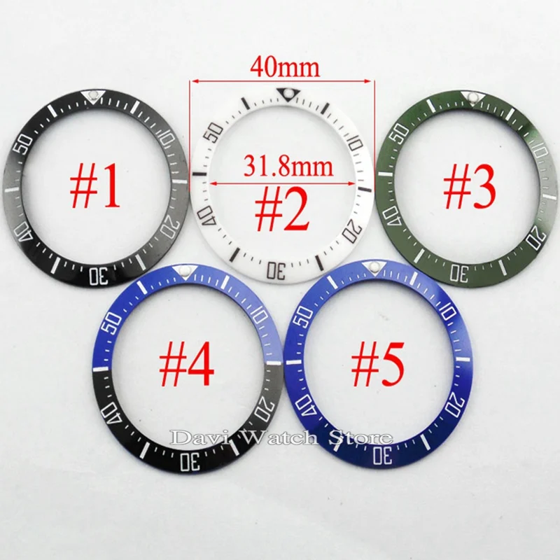

40mm Black Blue Green White Ceramic bezel fit automatic BLIGER watch