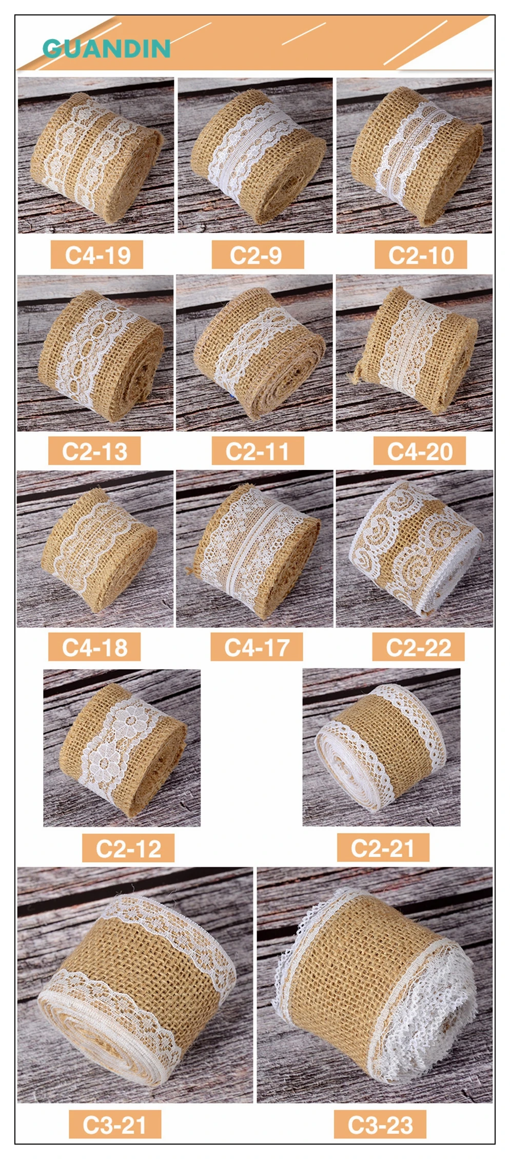 GUANDIN,2 Yard/Piecs Decoration Belt,DIY Handmade/Wedding Party/Crafts&Gift Packing Decoration Material Linen Lace Ribbon