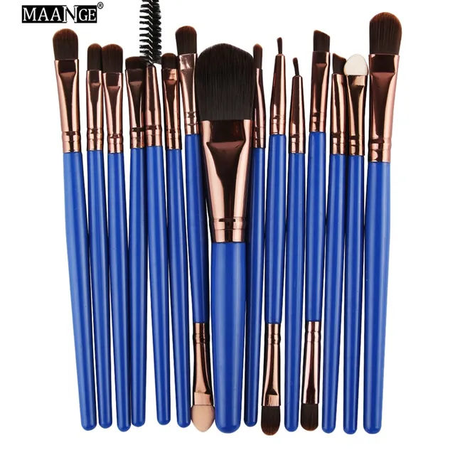 MAANGE Pro 15Pcs Makeup Brushes Set Eye Shadow Foundation Powder Eyeliner Eyelash Lip Make Up Brush Cosmetic Beauty Tool Kit Hot -