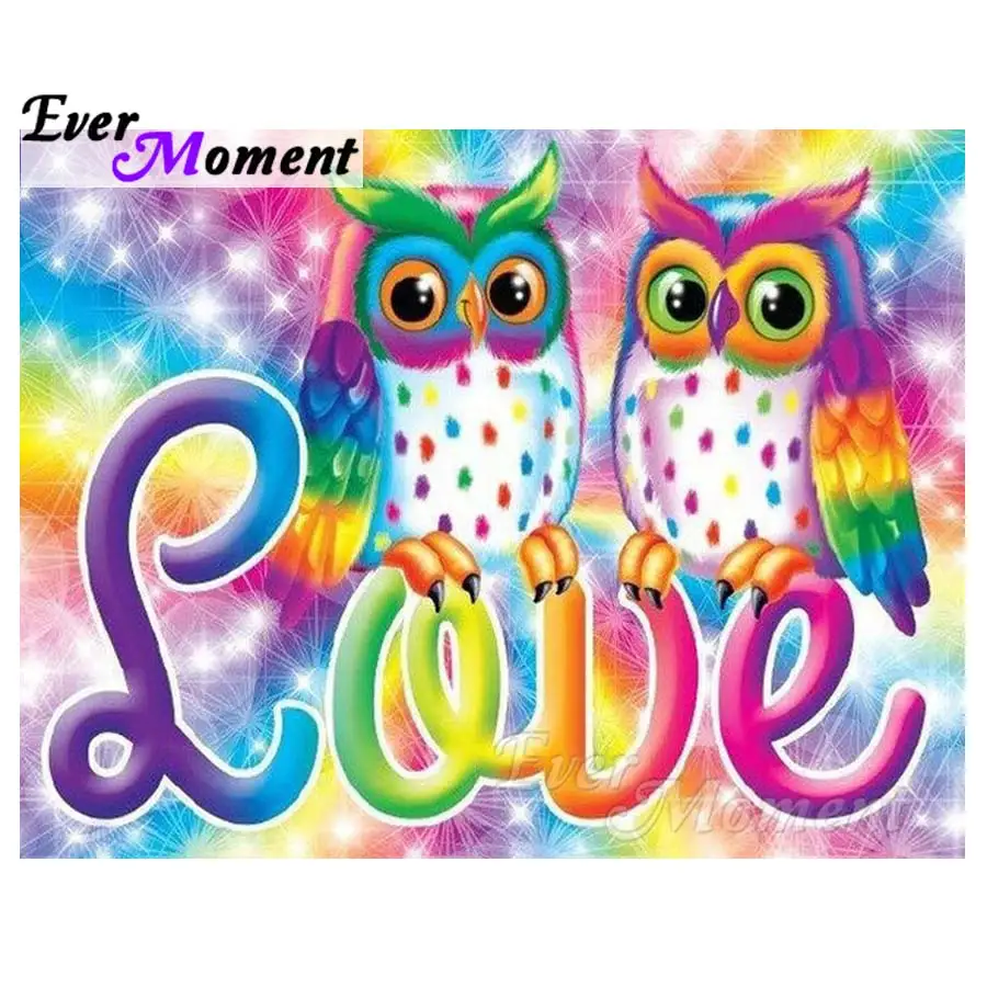 

Ever Moment 5D DIY Diamond Painting Owl Love Cartoon Handmade Diamond Embroidery Rhinestones Picture Mosaic Decoration S2F130