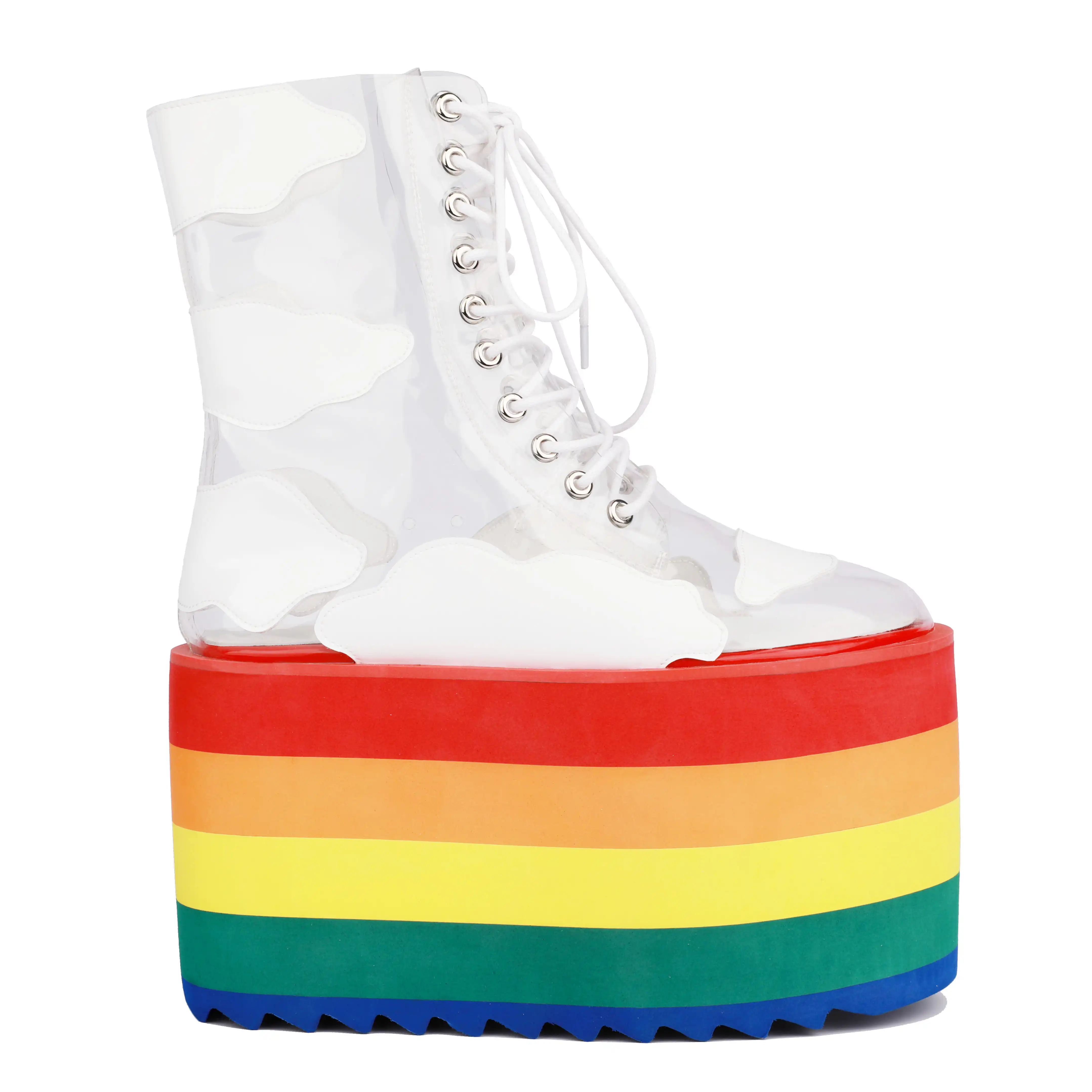 white rainbow platform sneakers