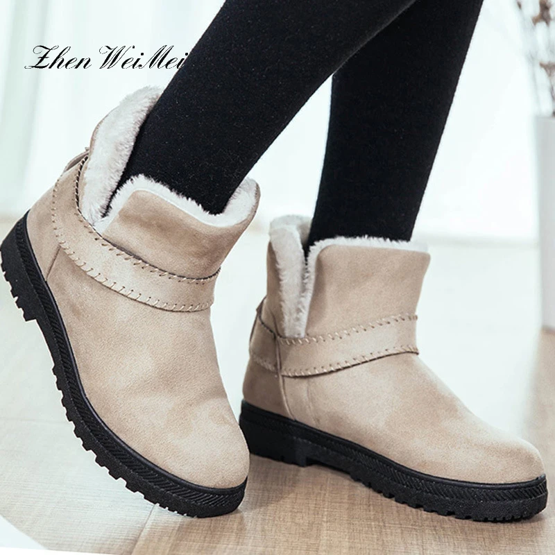 Новые зимние ботинки женские короткие на плоской подошве большого | Зимние сапоги -33059413525