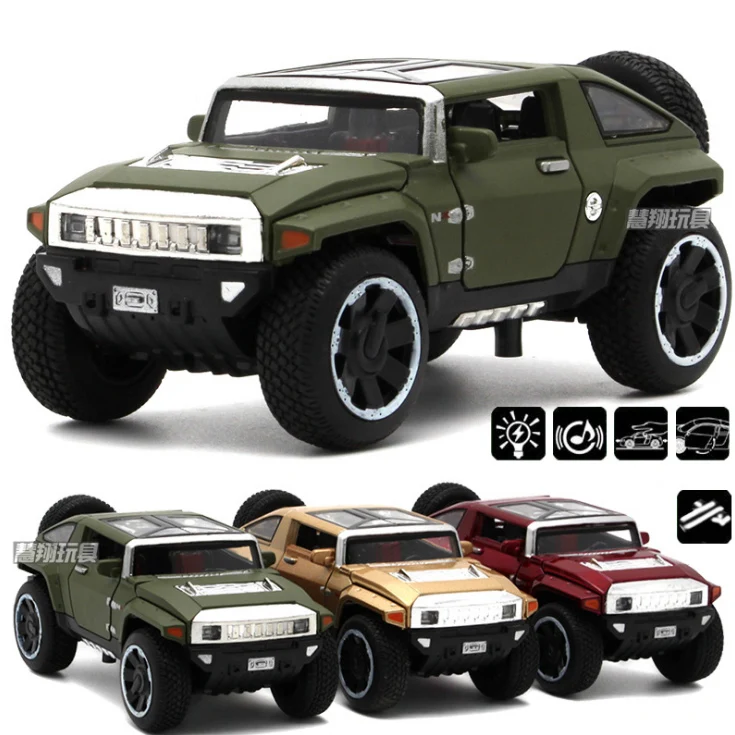 

1/32 Scale Hummer Concept Car Diecast Vehicles Model Toys With Openable Doors Pull Back Function Light Music For Kids Gift